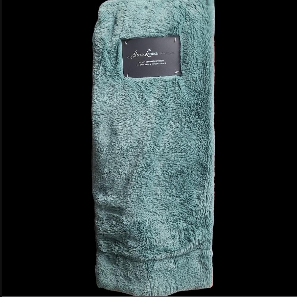 Marlo Lorenz Plush Sari Long Haired Matte Rabbit Faux Fur Throw Blanket Decor